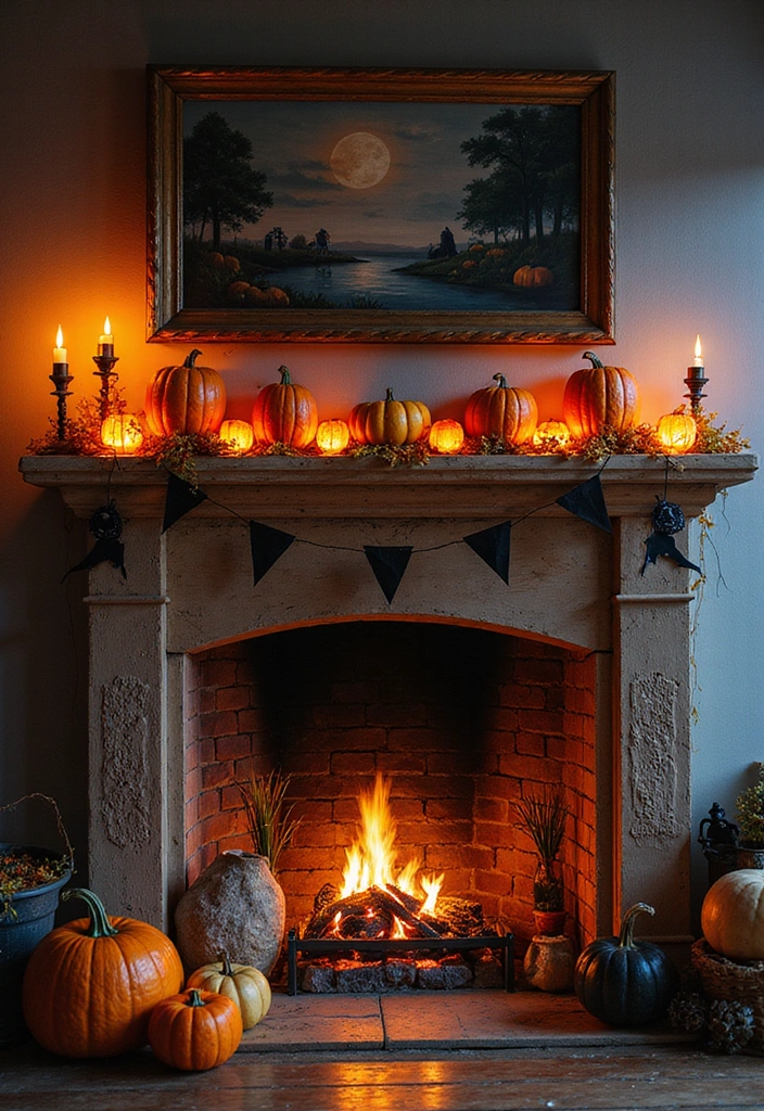 21 Seasonal Farmhouse Mantel Decor Ideas That Will Transform Your Home for Every Holiday! - 10. Whimsical Halloween