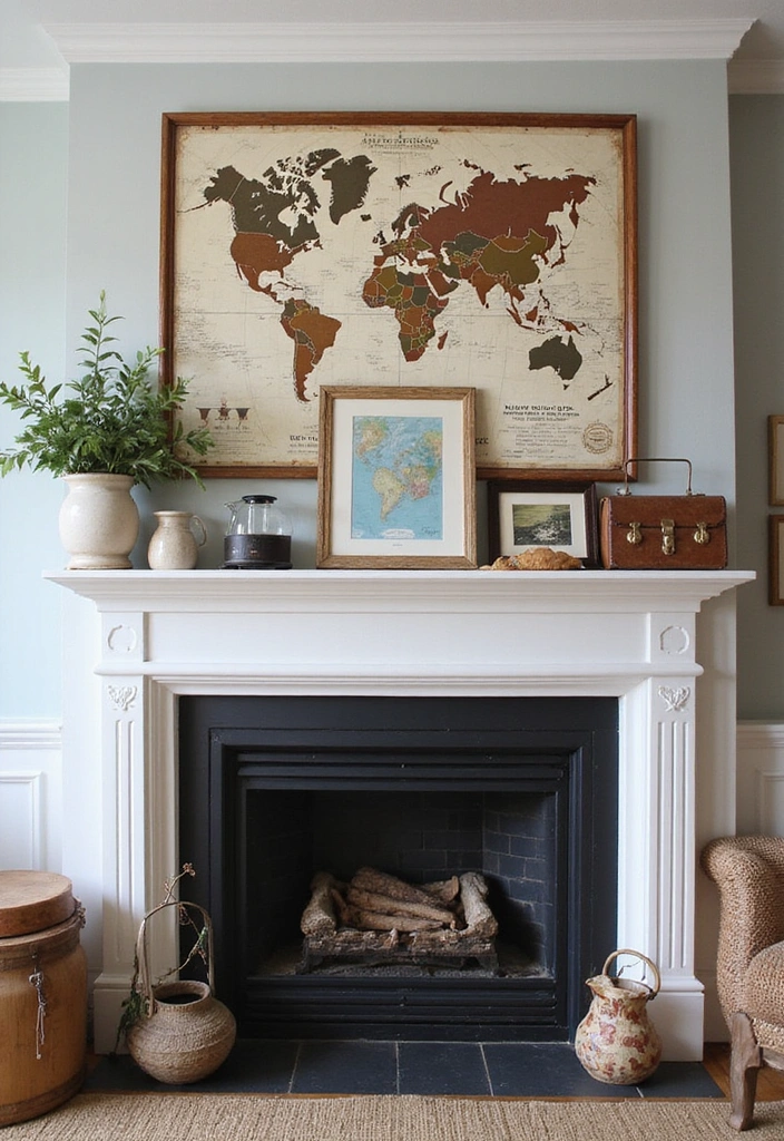 21 Seasonal Farmhouse Mantel Decor Ideas That Will Transform Your Home for Every Holiday! - 12. Traveler's Collection