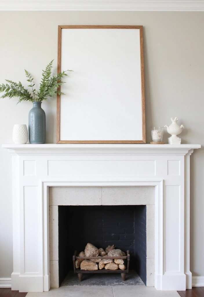21 Seasonal Farmhouse Mantel Decor Ideas That Will Transform Your Home for Every Holiday! - 13. Minimalist Modern Charm