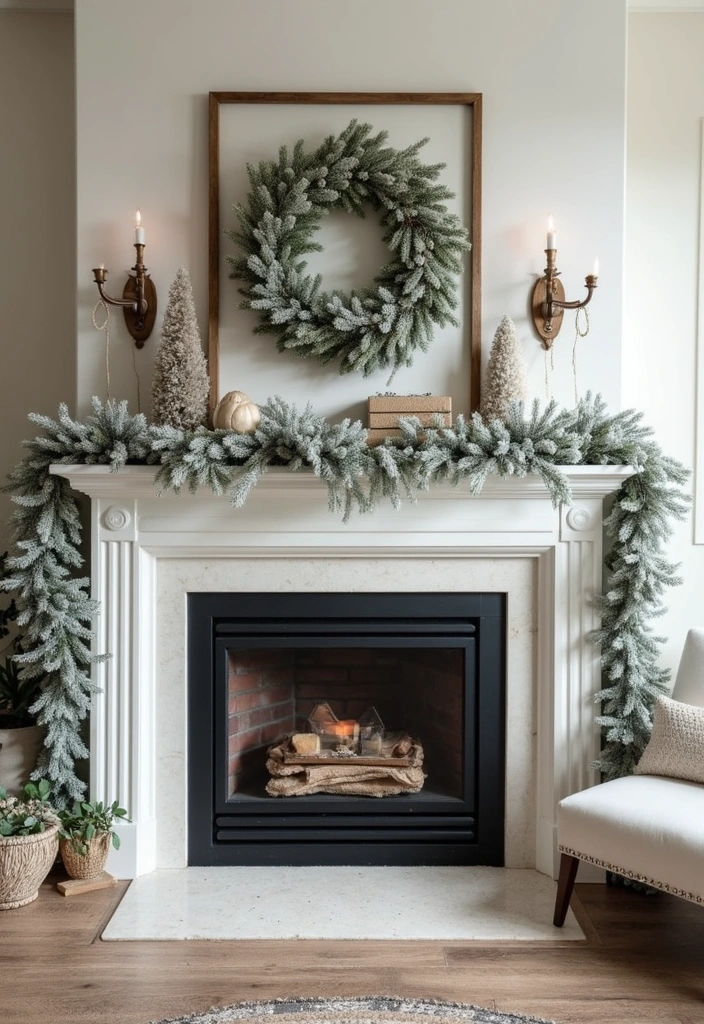 21 Seasonal Farmhouse Mantel Decor Ideas That Will Transform Your Home for Every Holiday! - 2. Winter Wonderland