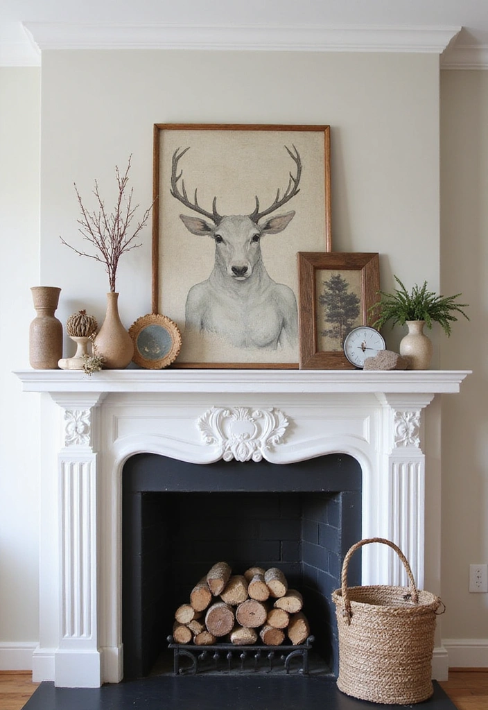 21 Seasonal Farmhouse Mantel Decor Ideas That Will Transform Your Home for Every Holiday! - 20. Artistic Inspiration