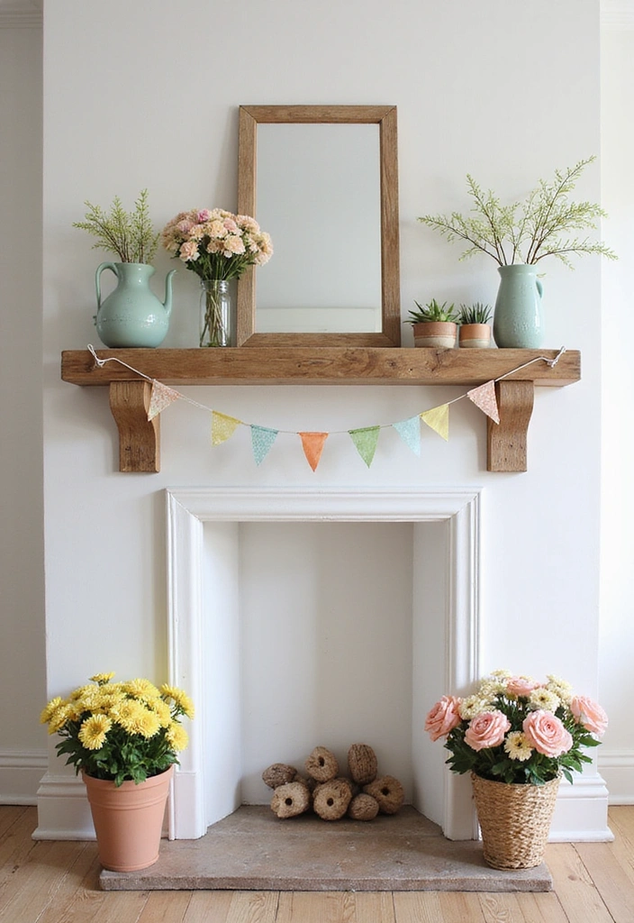 21 Seasonal Farmhouse Mantel Decor Ideas That Will Transform Your Home for Every Holiday! - 3. Springtime Freshness