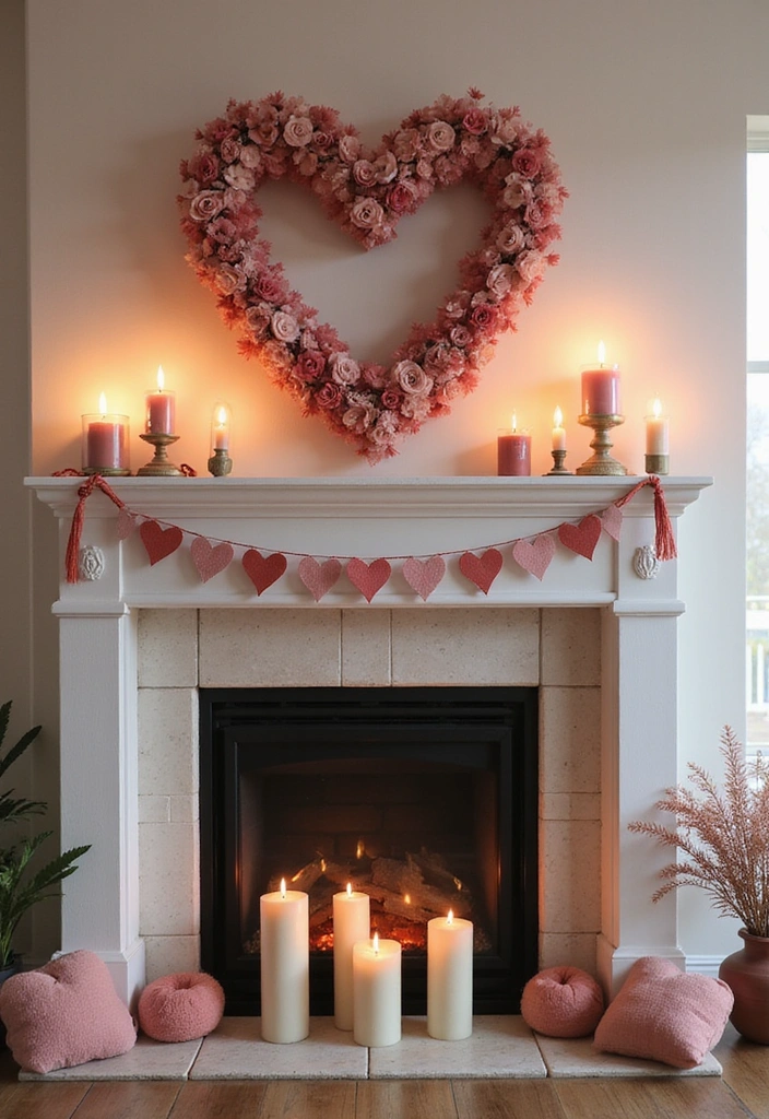 21 Seasonal Farmhouse Mantel Decor Ideas That Will Transform Your Home for Every Holiday! - 7. Cozy Valentine's Corner