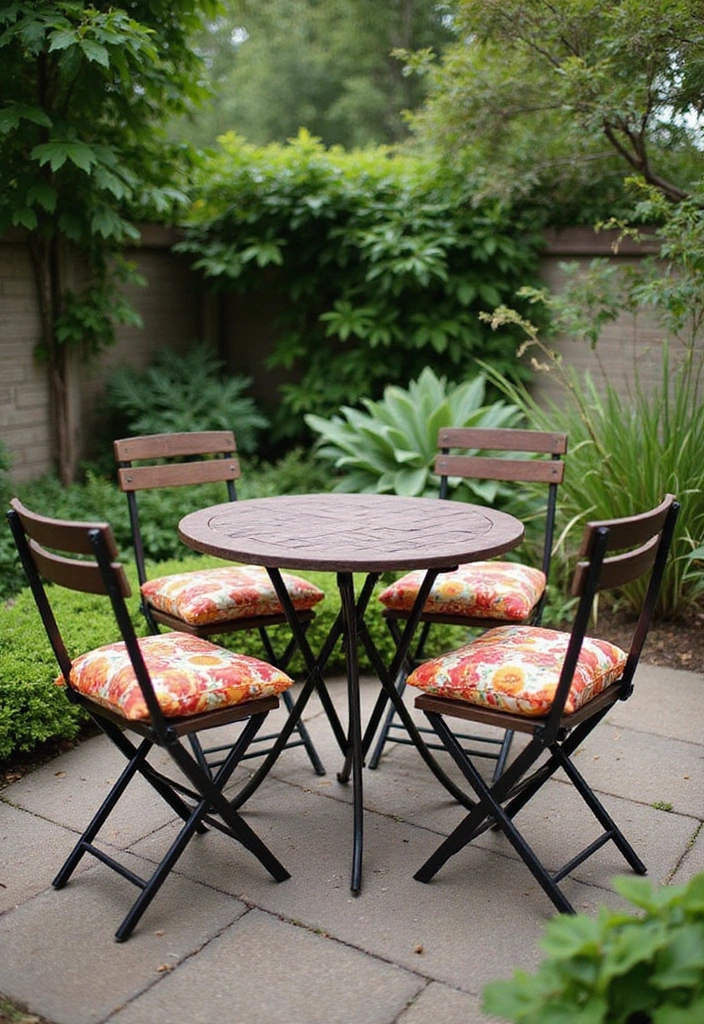 21 Space-Saving Bistro Table Ideas That'll Turn Your Small Garden into a Cozy Retreat! - 1. Folding Bistro Table Set
