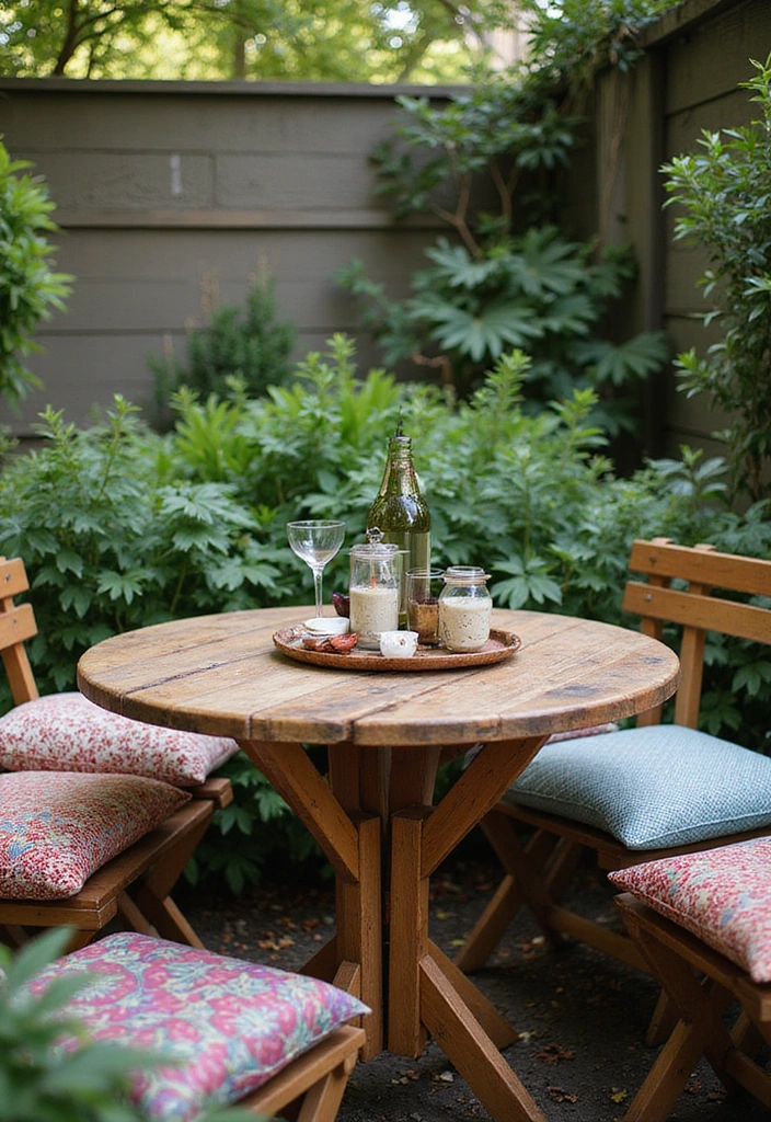 21 Space-Saving Bistro Table Ideas That'll Turn Your Small Garden into a Cozy Retreat! - 10. Rustic Wooden Bistro Tables