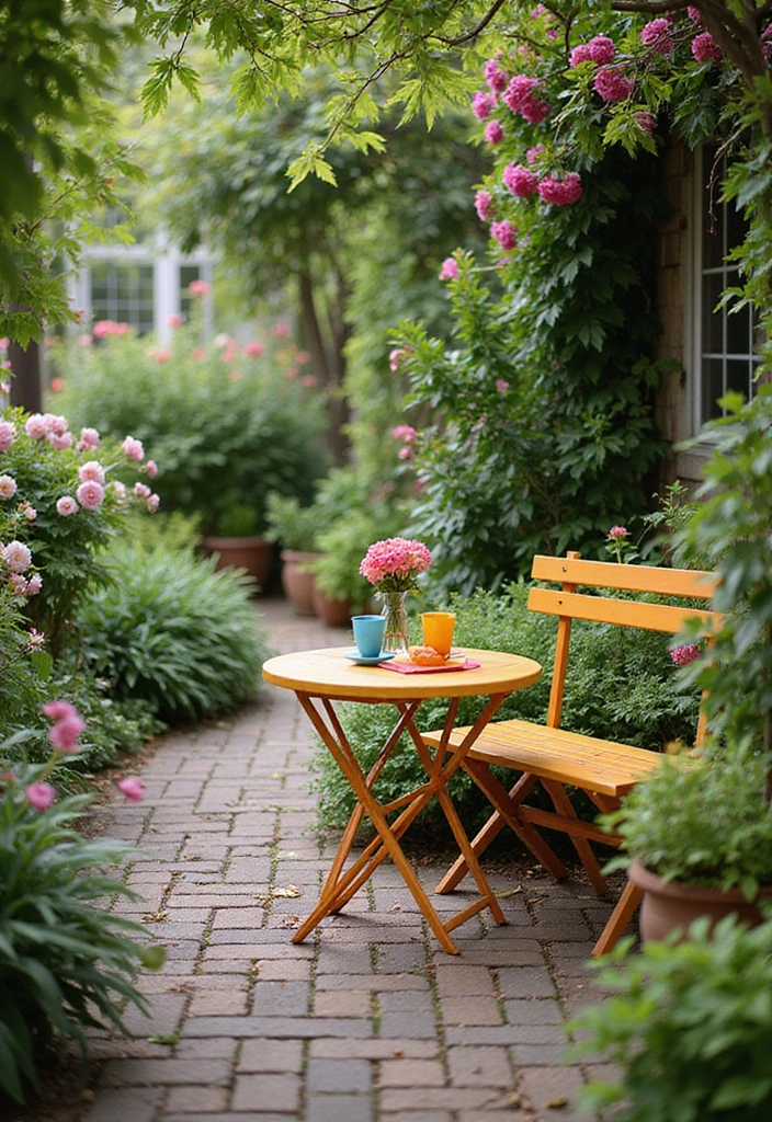 21 Space-Saving Bistro Table Ideas That'll Turn Your Small Garden into a Cozy Retreat! - 12. Colorful Bistro Tables