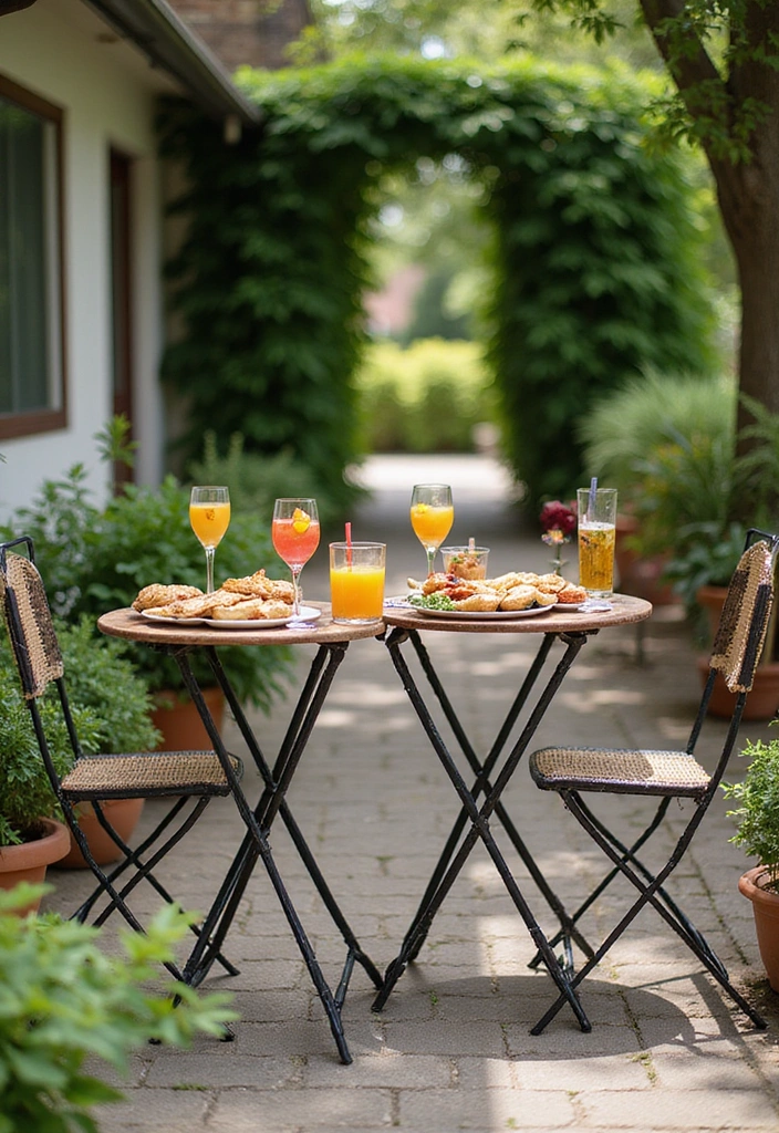 21 Space-Saving Bistro Table Ideas That'll Turn Your Small Garden into a Cozy Retreat! - 3. Nesting Bistro Tables