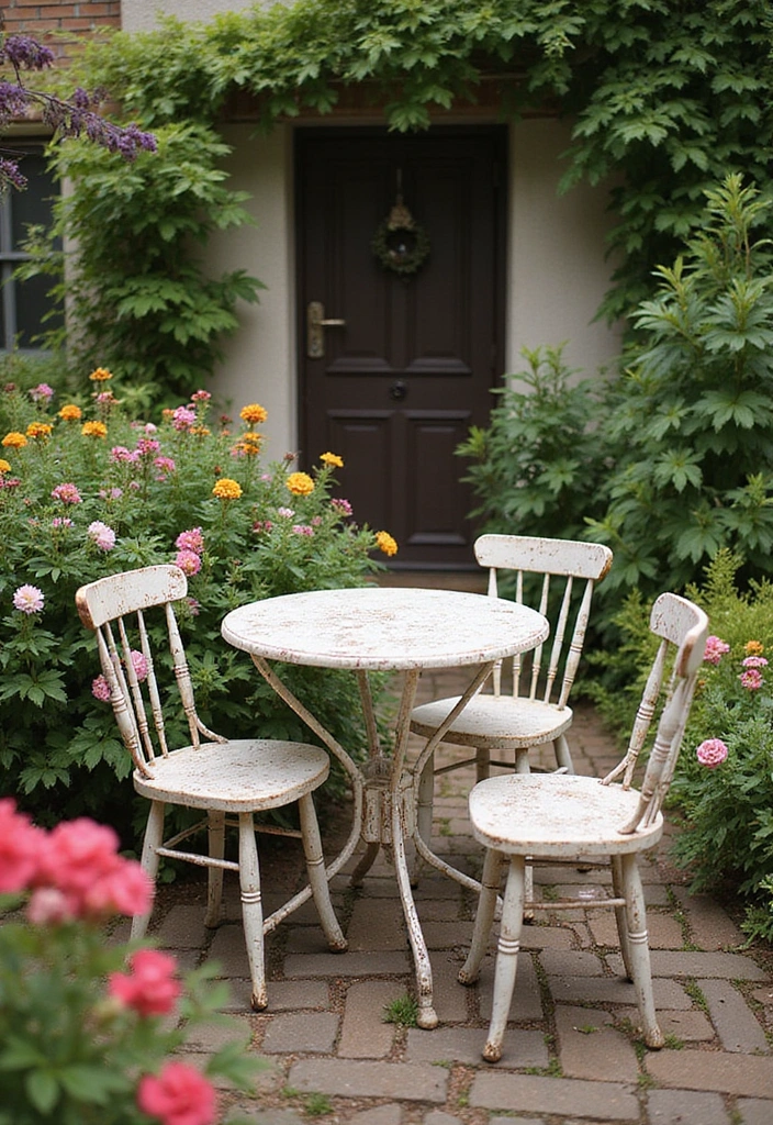 21 Space-Saving Bistro Table Ideas That'll Turn Your Small Garden into a Cozy Retreat! - 7. Vintage Bistro Tables