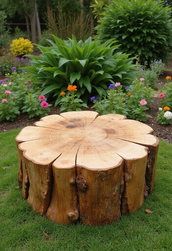 21 Stunning Tree Stump Furniture Ideas That Will Make Your Backyard the Talk of the Town! - 1. Tree Stump Coffee Table
