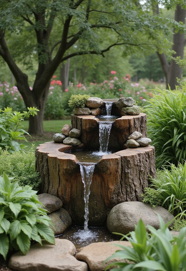 21 Stunning Tree Stump Furniture Ideas That Will Make Your Backyard the Talk of the Town! - 10. Stump Water Feature