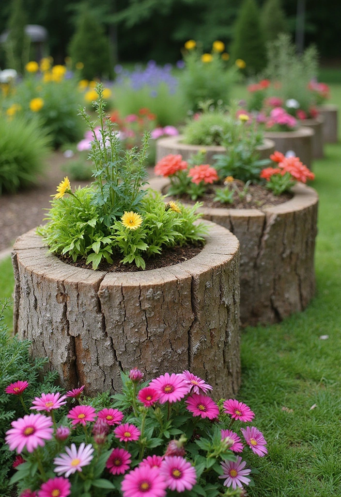 21 Stunning Tree Stump Furniture Ideas That Will Make Your Backyard the Talk of the Town! - 11. DIY Tree Stump Planters
