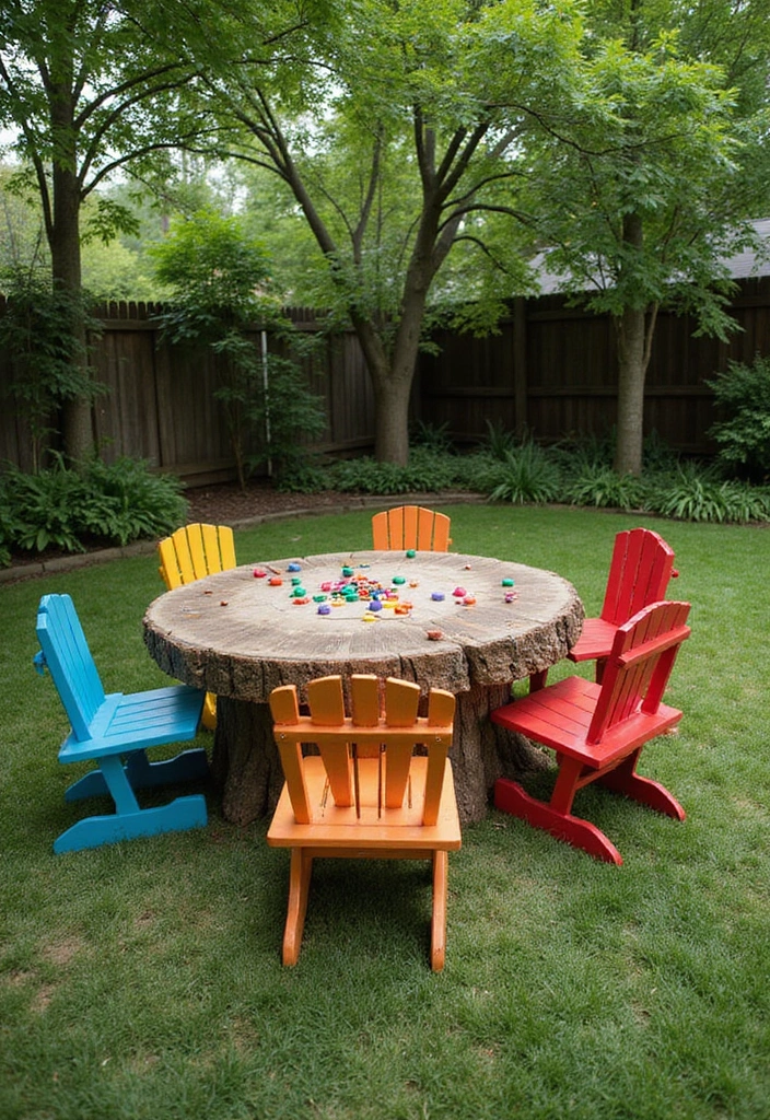 21 Stunning Tree Stump Furniture Ideas That Will Make Your Backyard the Talk of the Town! - 14. Tree Stump Game Tables