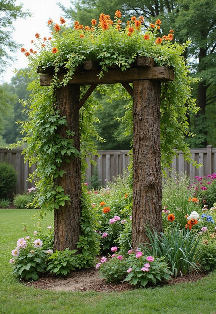 21 Stunning Tree Stump Furniture Ideas That Will Make Your Backyard the Talk of the Town! - 19. Stump Trellis
