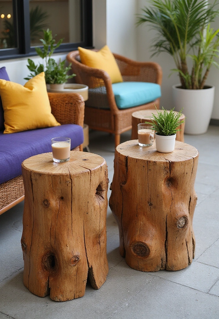 21 Stunning Tree Stump Furniture Ideas That Will Make Your Backyard the Talk of the Town! - 3. Tree Stump Side Tables