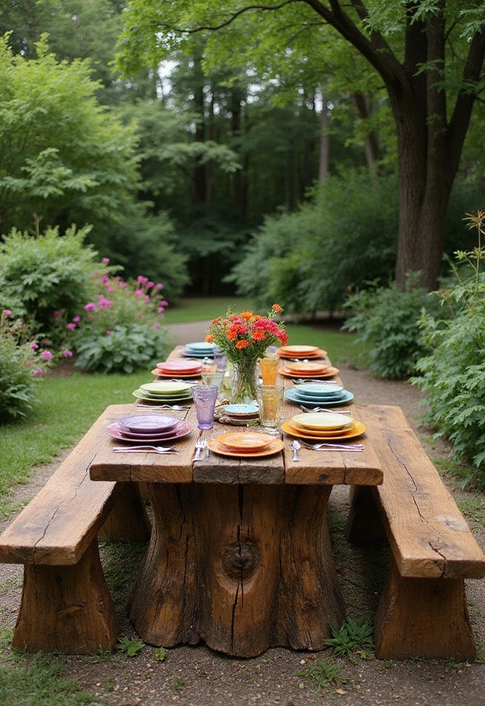 21 Stunning Tree Stump Furniture Ideas That Will Make Your Backyard the Talk of the Town! - 4. Outdoor Stump Dining Table