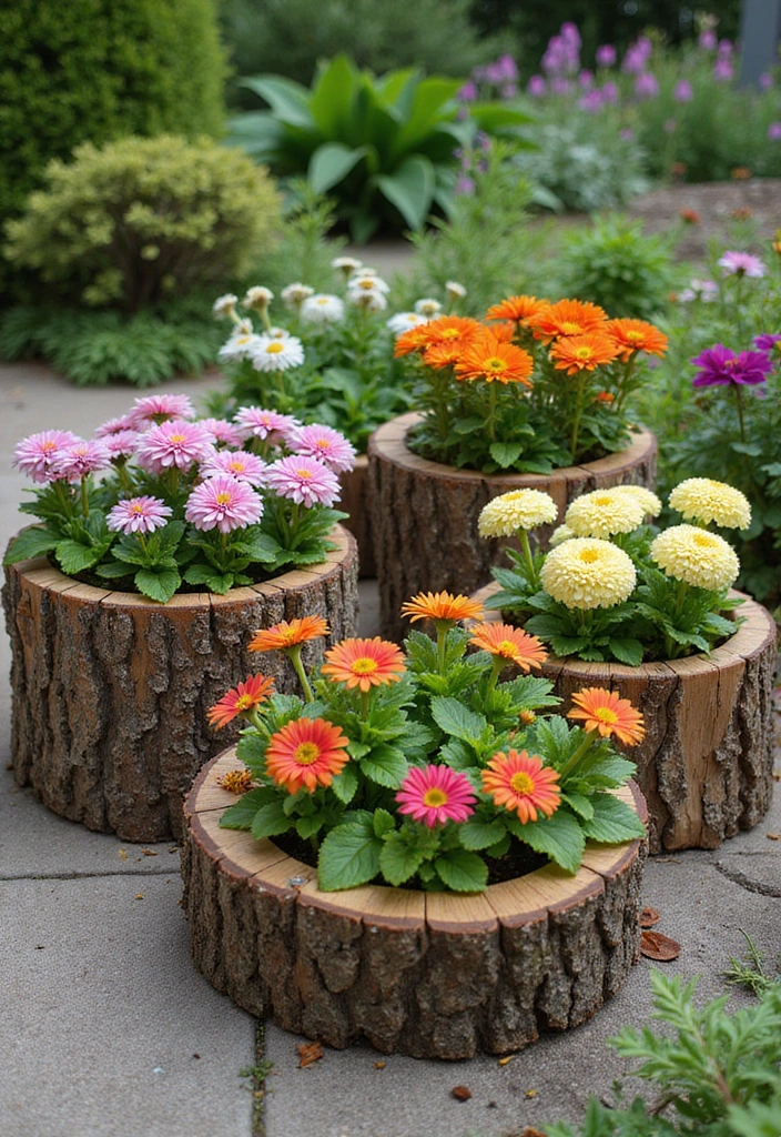 21 Stunning Tree Stump Furniture Ideas That Will Make Your Backyard the Talk of the Town! - 5. Tree Stump Flower Pots