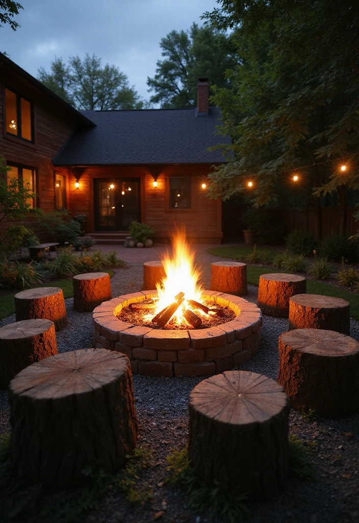 21 Stunning Tree Stump Furniture Ideas That Will Make Your Backyard the Talk of the Town! - 6. Stump Fire Pit Surround