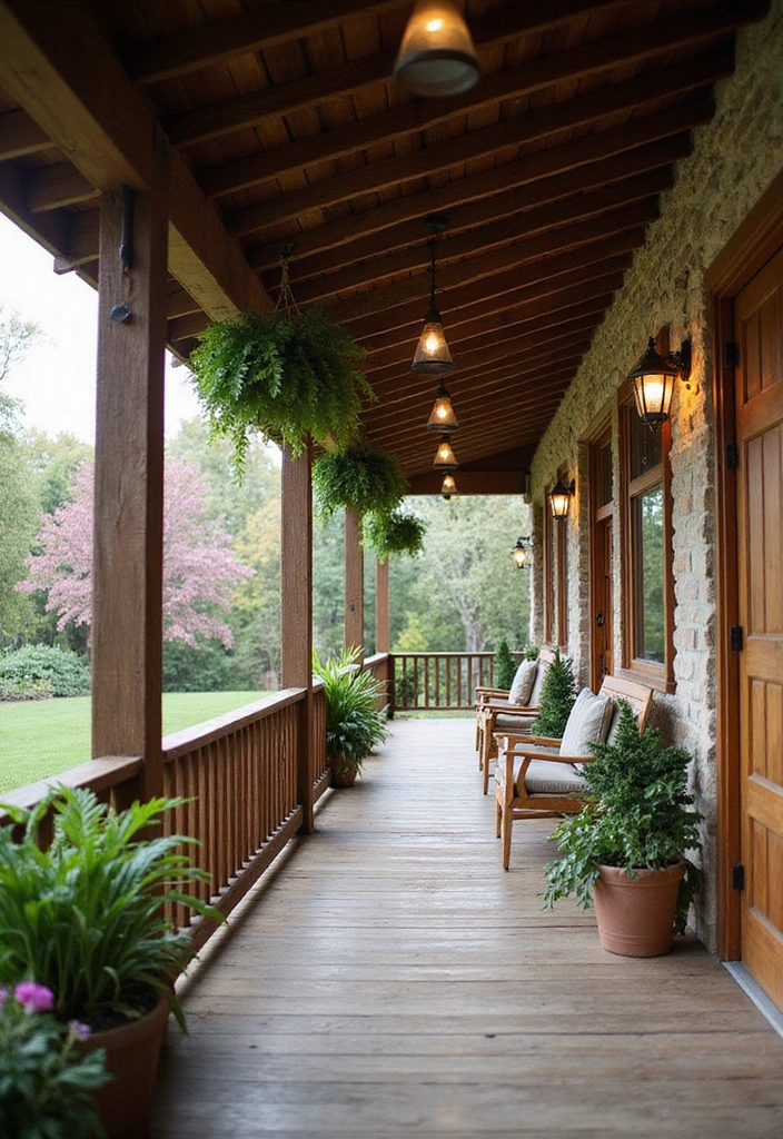21 Trendy Porch Ceiling Designs That'll Transform Your Outdoor Space! - 1. Rustic Wood Beams