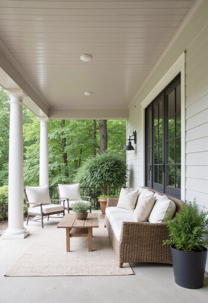 21 Trendy Porch Ceiling Designs That'll Transform Your Outdoor Space! - 3. Modern Minimalism