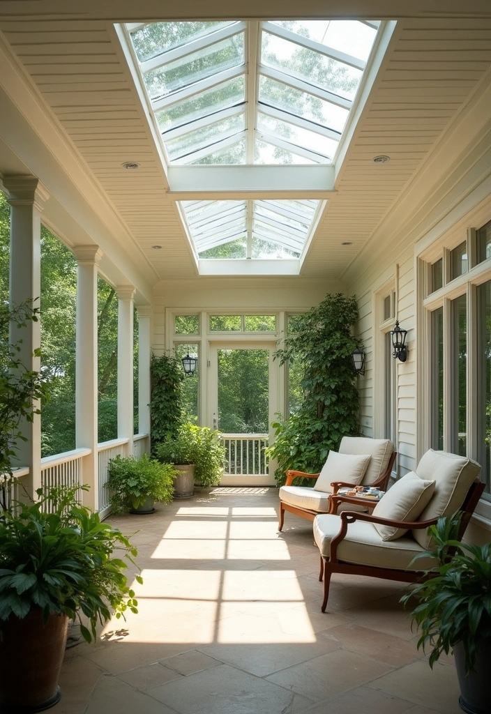 21 Trendy Porch Ceiling Designs That'll Transform Your Outdoor Space! - 8. Skylights and Open Ceilings