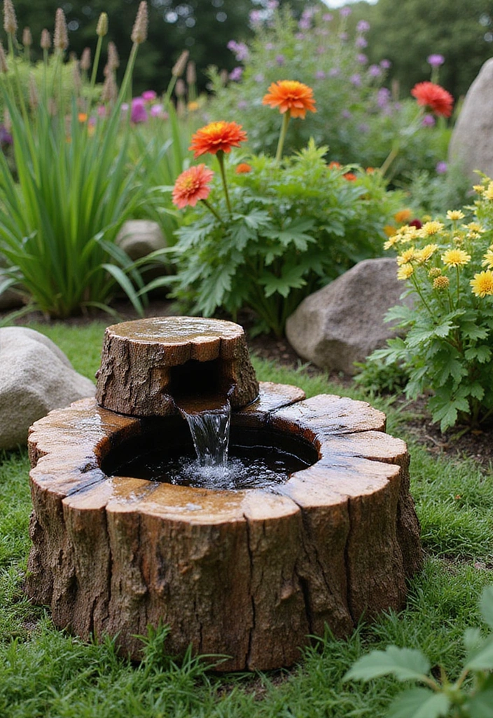 22 Brilliant Tree Stump Landscaping Ideas for a Jaw-Dropping Yard (Wait Until You See #17!) - 10. Stump Water Features