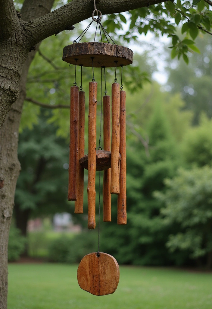 22 Brilliant Tree Stump Landscaping Ideas for a Jaw-Dropping Yard (Wait Until You See #17!) - 16. Tree Stump Wind Chimes