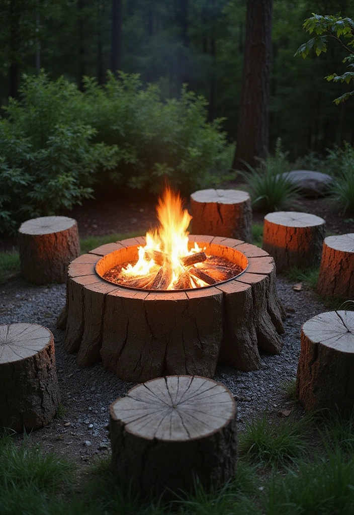 22 Brilliant Tree Stump Landscaping Ideas for a Jaw-Dropping Yard (Wait Until You See #17!) - 3. Stump Fire Pit