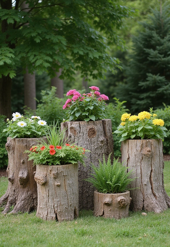 22 Brilliant Tree Stump Landscaping Ideas for a Jaw-Dropping Yard (Wait Until You See #17!) - 4. Stump Planters
