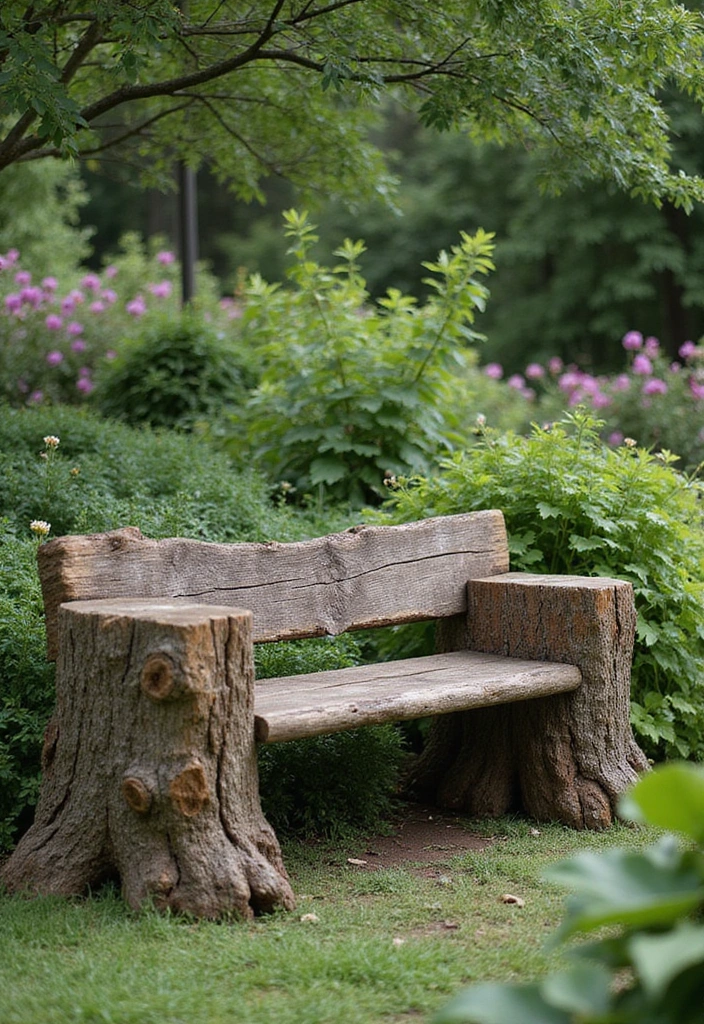22 Brilliant Tree Stump Landscaping Ideas for a Jaw-Dropping Yard (Wait Until You See #17!) - 5. Tree Stump Bench