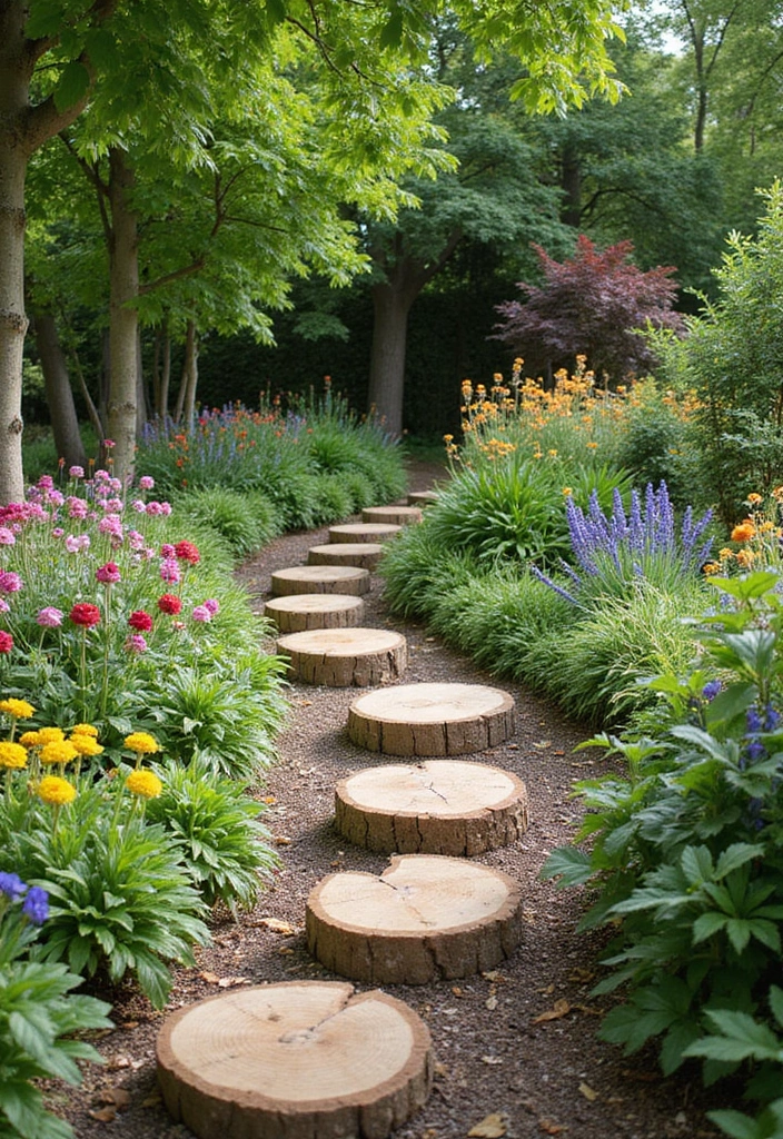 22 Brilliant Tree Stump Landscaping Ideas for a Jaw-Dropping Yard (Wait Until You See #17!) - 6. Mini Garden Pathway