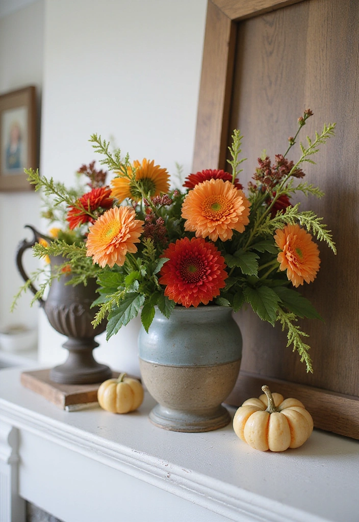 22 Colorful Mantel Decor Ideas That Will Brighten Up Any Room! - 1. Vibrant Flower Arrangements