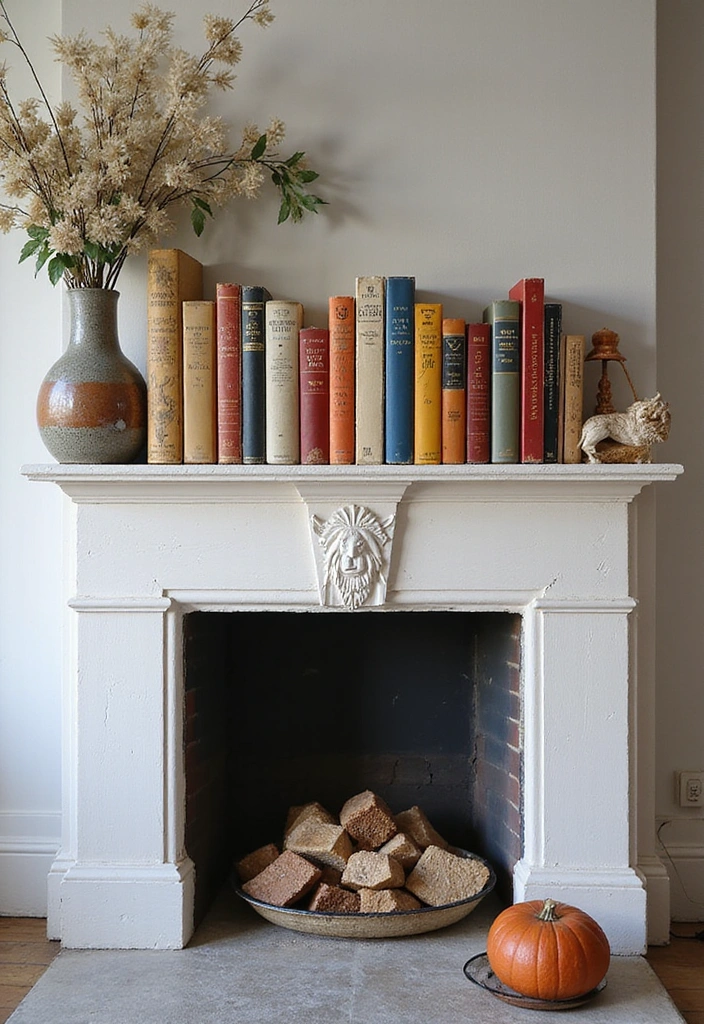 22 Colorful Mantel Decor Ideas That Will Brighten Up Any Room! - 11. Artful Bookshelf Displays