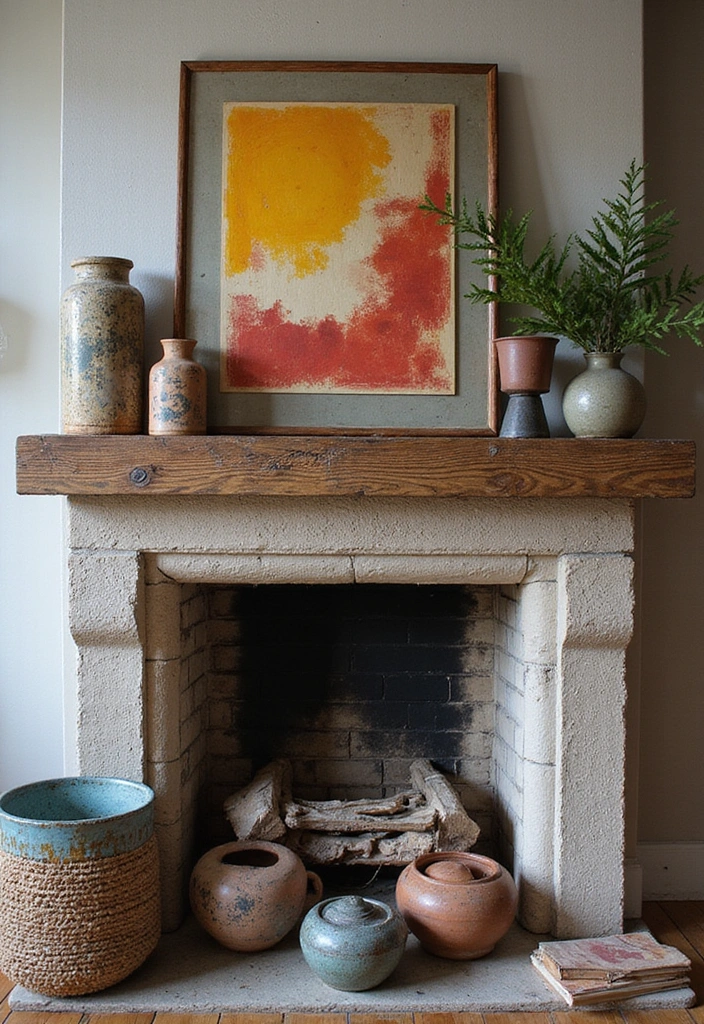 22 Colorful Mantel Decor Ideas That Will Brighten Up Any Room! - 13. Layered Textures
