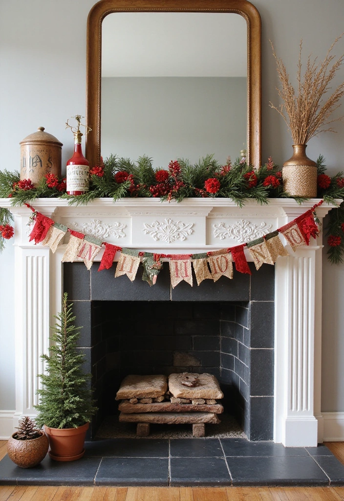 22 Colorful Mantel Decor Ideas That Will Brighten Up Any Room! - 15. Cheerful Seasonal Banners