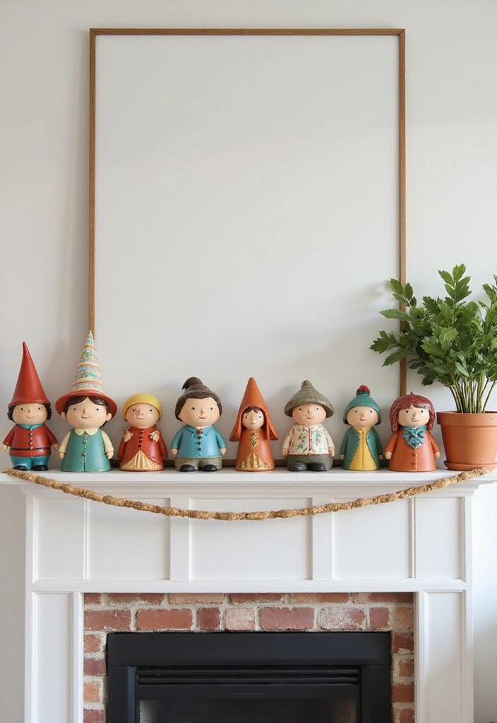 22 Colorful Mantel Decor Ideas That Will Brighten Up Any Room! - 18. Whimsical Figurines