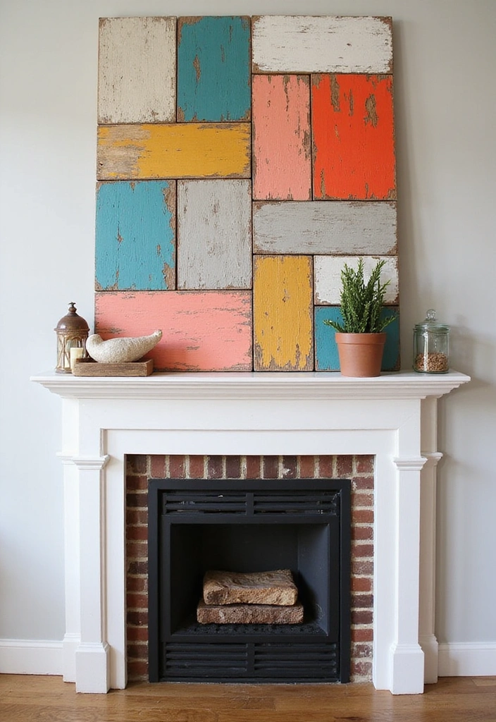 22 Colorful Mantel Decor Ideas That Will Brighten Up Any Room! - 21. Textured Wall Art