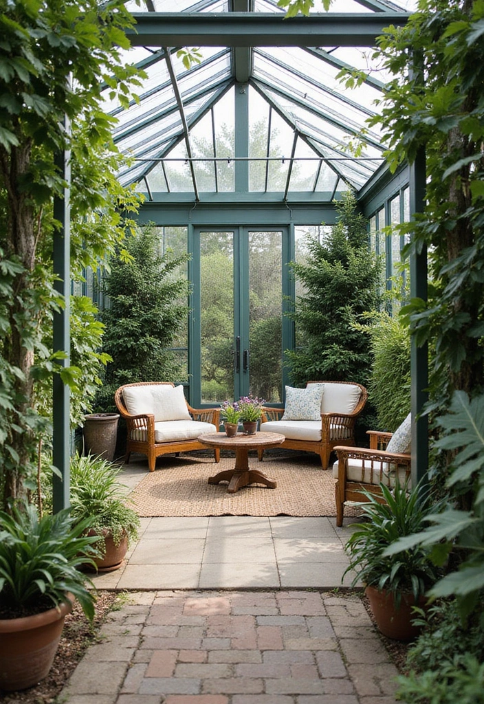 22 Genius Garden Greenhouse Ideas That Will Make Your Plants Thrive Like Never Before! - 22. Greenhouse with Outdoor Living Space