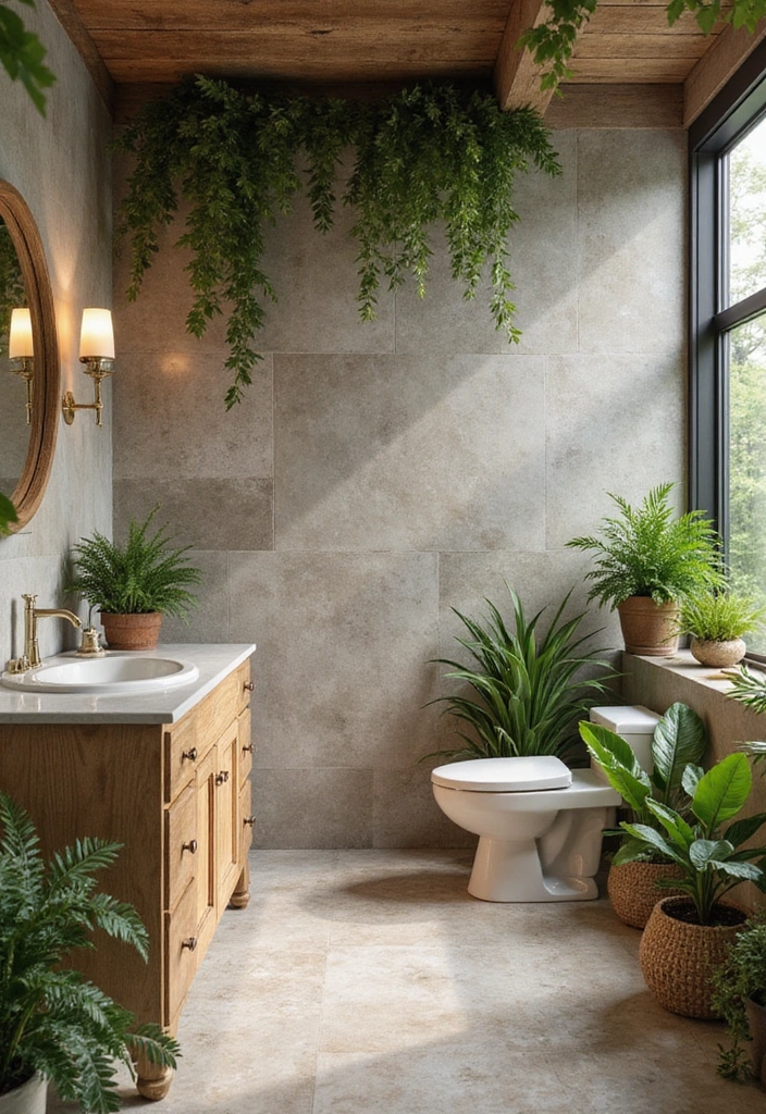22 Modern Bathroom Ideas That Will Make You Feel Like You’re in a Spa (Don’t Miss #3!) - 12. Nature-Inspired Decor