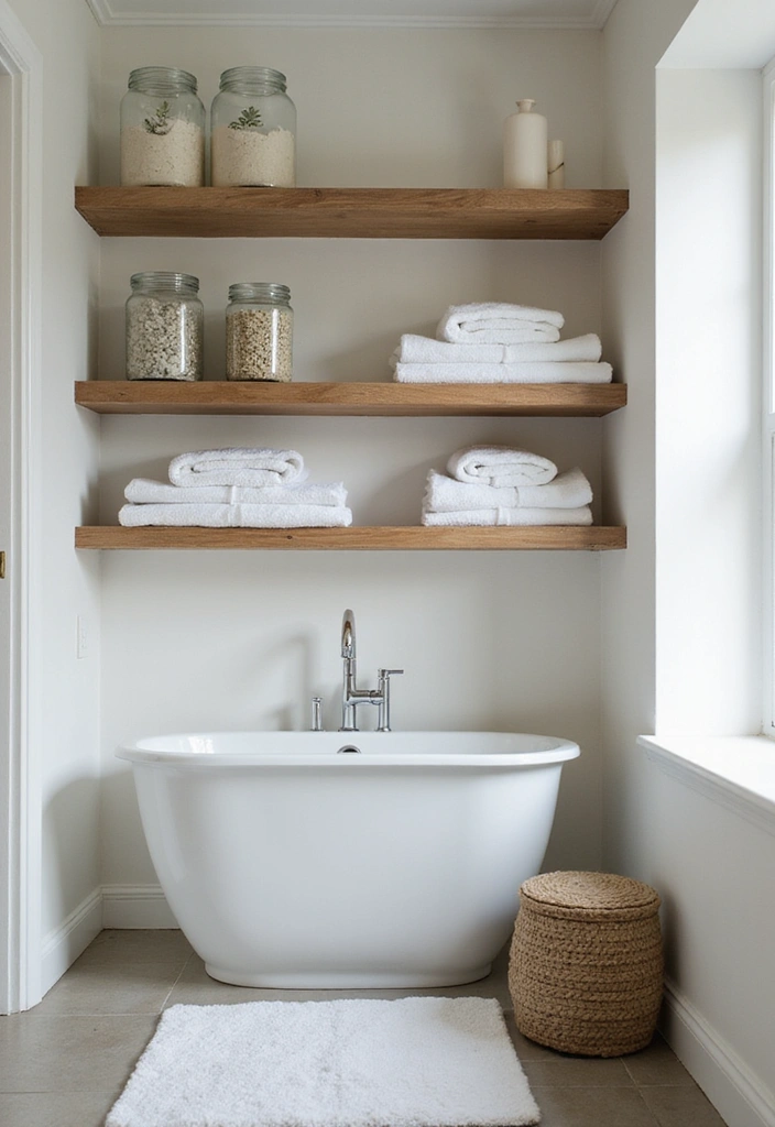 22 Modern Bathroom Ideas That Will Make You Feel Like You’re in a Spa (Don’t Miss #3!) - 15. Open Shelving Concepts