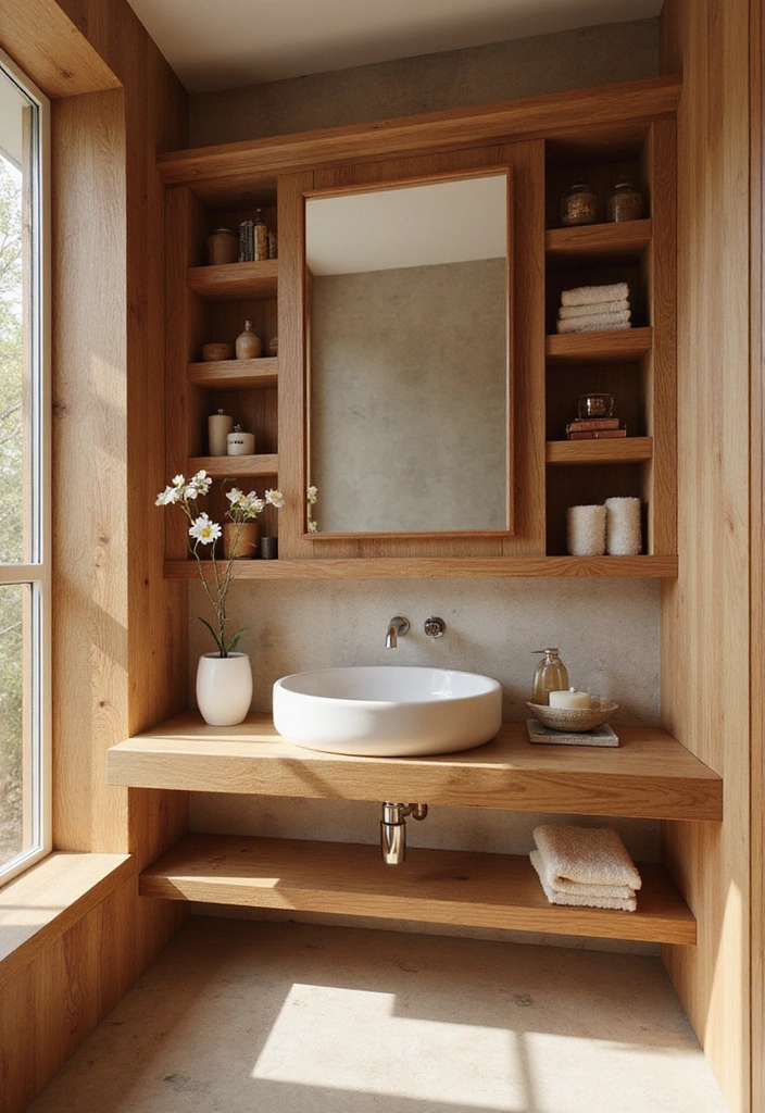 22 Modern Bathroom Ideas That Will Make You Feel Like You’re in a Spa (Don’t Miss #3!) - 19. Warm Wood Elements