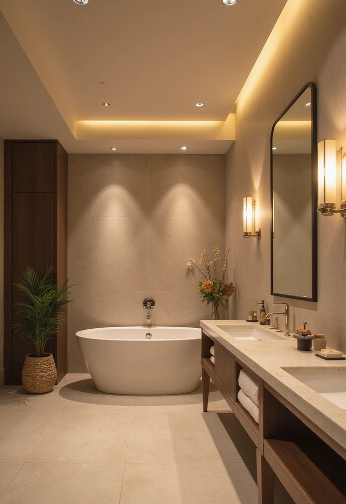 22 Modern Bathroom Ideas That Will Make You Feel Like You’re in a Spa (Don’t Miss #3!) - 2. Spa-Like Lighting