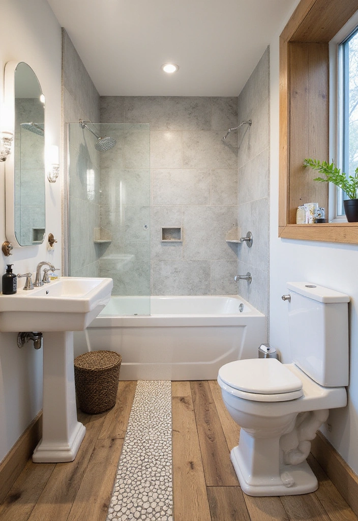 22 Modern Bathroom Ideas That Will Make You Feel Like You’re in a Spa (Don’t Miss #3!) - 21. Unique Flooring Options