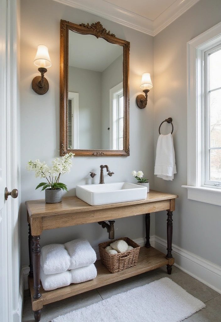 22 Modern Bathroom Ideas That Will Make You Feel Like You’re in a Spa (Don’t Miss #3!) - 8. Vintage Accents
