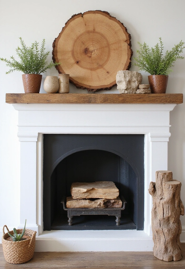22 Modern Farmhouse Mantel Decor Ideas That Will Leave You Breathless! - 13. Rustic Wood Elements