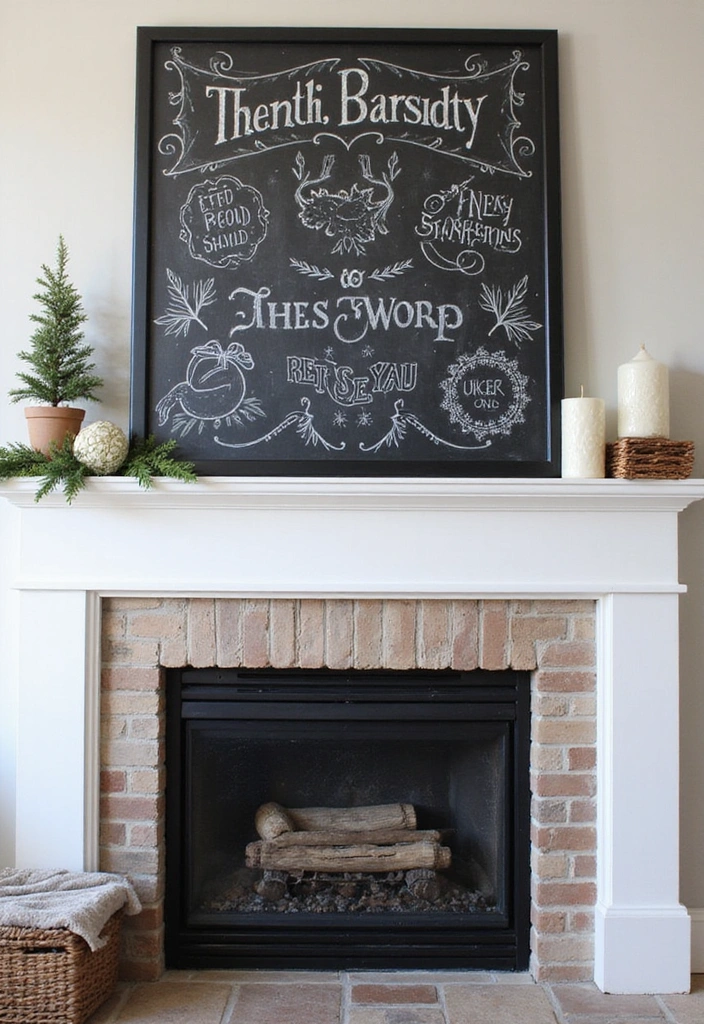 22 Modern Farmhouse Mantel Decor Ideas That Will Leave You Breathless! - 22. Chalkboard Art