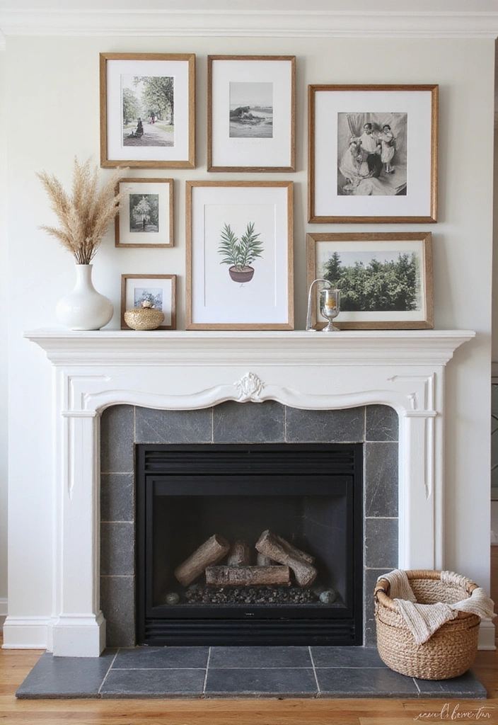 22 Modern Farmhouse Mantel Decor Ideas That Will Leave You Breathless! - 8. Chic Gallery Walls