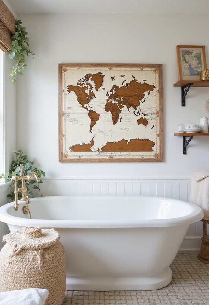 25 Bathroom Sign Ideas That Will Transform Your Space (You Won't Believe #7!) - 16. Custom Map Signs
