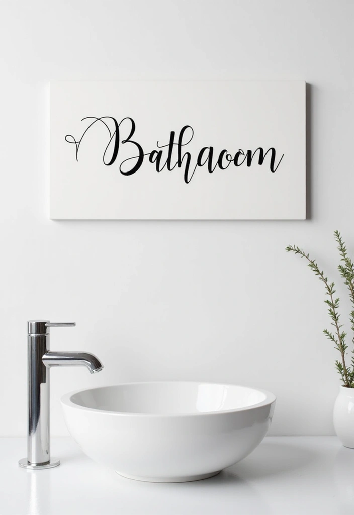 25 Bathroom Sign Ideas That Will Transform Your Space (You Won't Believe #7!) - 2. Minimalist Typography