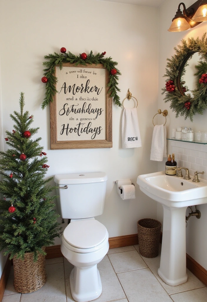 25 Bathroom Sign Ideas That Will Transform Your Space (You Won't Believe #7!) - 21. Holiday-Themed Signs