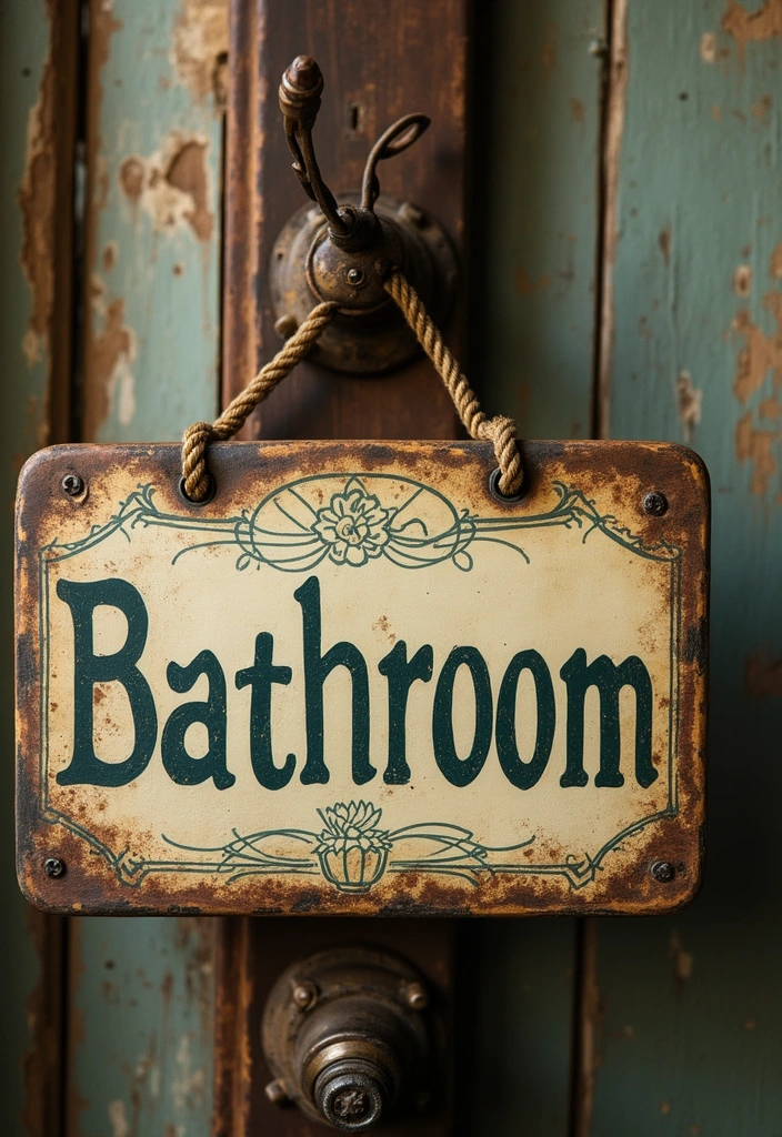 25 Bathroom Sign Ideas That Will Transform Your Space (You Won't Believe #7!) - 4. Vintage-Inspired Signs